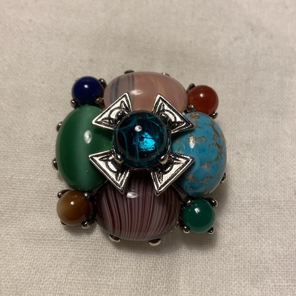 Joan Rivers Multi Colour Stones, Crystals & Rhinestone Brooch. Flowers & Cross. - Picture 7 of 12